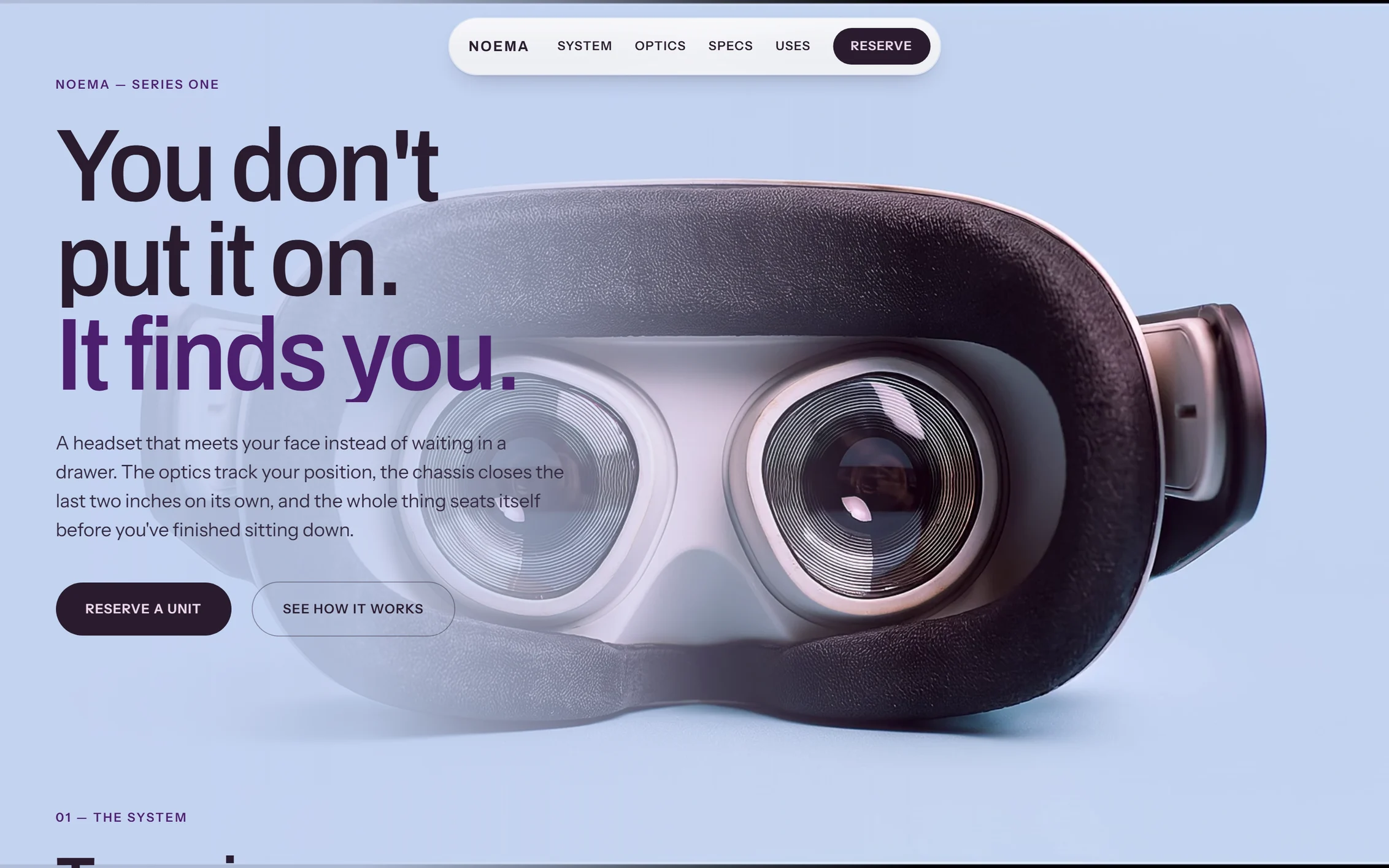Noema — a headset turning in daylight